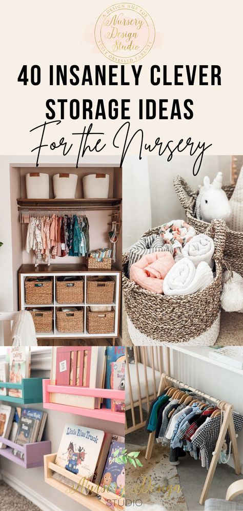 Nursery storage is a must for keeping the space organized, tucking things away, and locating what you are looking for - without much fuss. To make the most of your nursery-we've gathered the most clever nursery storage ideas Dresser Storage Ideas, Organized Nursery, Nursery Book Storage, Baby Closet Storage, Shared Nursery Ideas, Nursery Storage Ideas, Babies Room Decor, Nursery Organization Diy, Nursery Organization Ideas