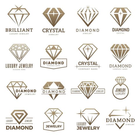 Premium Vector | Diamond logo. Stylizes gemstones royal luxury symbols with jewellery recent vector templates. Gemstone jewelry, jewel and brilliant, diamond decoration illustration Jewelry Template Design, Jewellery Logo Design, Gemstone Logo, Diamond Jewerly, Gem Logo, Jewel Logo, Jewellery Logo, Decoration Illustration, Jewelry Template