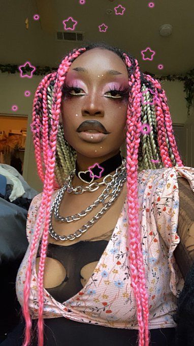 Pink Alt Makeup, Pink Braids, Black Alt, Afro Goth, Alt Makeup, Alternative Makeup, Hair Reference, Black Girls Hairstyles, Aesthetic Hair