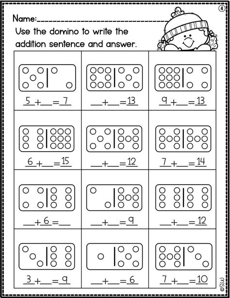 Domino addition Addends First Grade, Domino Math, Domino Addition, Composing Numbers, Composing And Decomposing Numbers, Kindergarten Addition, African Drawings, Numbers To 20, Missing Addends