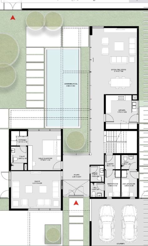 L Shaped House, Luxury Plan, Home Drawing, Modern Floor Plans, Pool House Plans, Layout Plan, Building Plans House, Architectural Floor Plans, House Plan Gallery