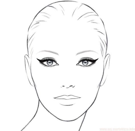 Cat Eye Tutorial, Fashion Illustration Face, Makeup Illustration, Face Stencils, Face Charts, Makeup Drawing, Face Template, Makeup Face Charts, Face Chart