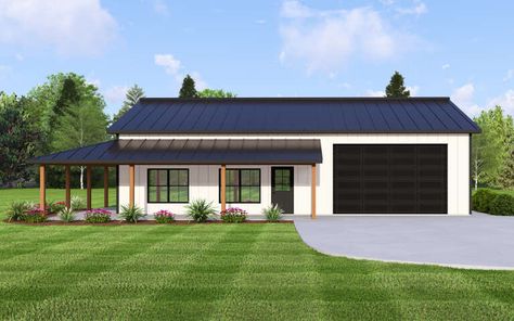 House Plans: The Best Floor Plans & Home Designs | ABHP Simple Barndominium Plans, 60x30 Barndominium Floor Plans, Small Barnodium Homes, 30x30 Barndominium, Barndominium Floor Plans 3 Bed 2 Bath, 2 Bedroom Barndominium With Shop, Simple Barndominium Floor Plans, Shop House Floor Plans, Shop House Design