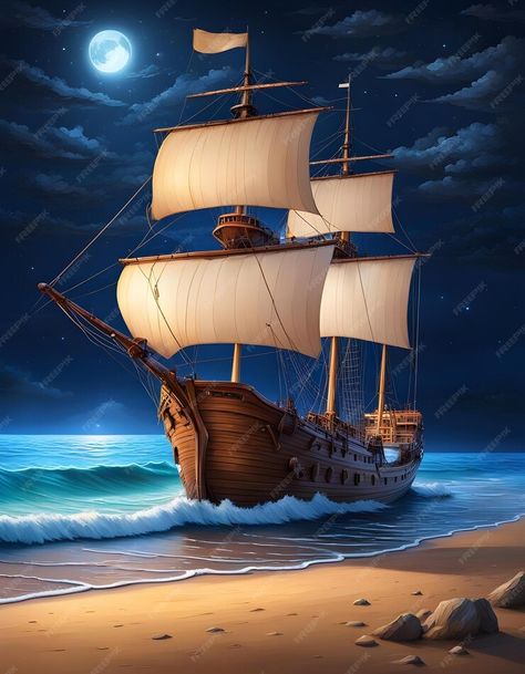 A painting of a ship with a sail on the bottom | Premium AI-generated image Old Sailing Ships Drawing, Old Sailing Ships Paintings, Boat In A Storm Drawing, Tall Ships Art Stormy Sea, Stormy Sea Ship Painting, Water Photoshoot, Old Sailing Ships, Ship Paintings, A Ship