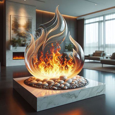 Glowing Artistry: Illuminate Your Home with Flames Glass Fireplace Design Flames Glass Fireplace 🔥🔷🏠 #FlamesGlassFire #ModernWarmth #SleekDesign Add a touch of contemporary elegance to your living space with the Flames Glass Fireplace. This innovative fireplace features a sleek glass design and mesmerizing flames, creating a modern focal point for any room. Elevate your home's ambiance with the Flames Glass Fireplace, where every moment is filled with warmth and style. 🌟🔥✨ https://luxarts.ne... Unusual Fireplaces, Elegant Fireplace, Interior Design Accessories, Glass Fireplace, Fantasy Decor, Traditional Fireplace, Contemporary Glass Art, Home Fireplace, Design Your Dream House