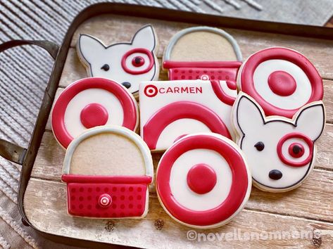 Target Theme Cake, Target Cookies Decorated, Target Cookies, Target Themed Party, Target Party Theme, Toddler Cookie Decorating Party, Cookie Inspiration, Icing Cookies, Birthday Cookies