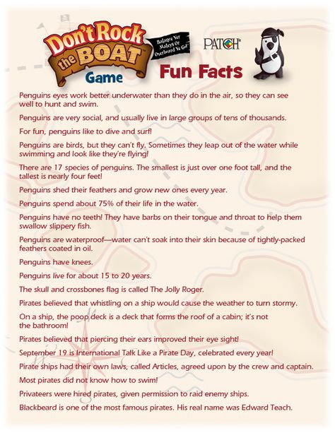 Brush up on your penguin and pirate trivia. Some fun facts to enjoy along with the Don't Rock the Boat game. Pirate Trivia, Random Useless Facts, Holiday Trivia, Holiday Facts, Useless Facts, Rock The Boat, Family Ideas, Random Facts, The Boat