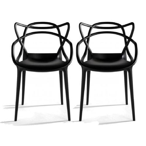 Mod Made Loop Chair 2-pack Modern Outdoor Dining, Black Chairs, Black Dining Room Chairs, Bedroom Porch, Plastic Chairs, Pool Backyard, Contemporary Art Deco, Plastic Dining Chairs, Black Dining