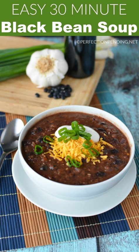 Easy Dinners For One, Easy Black Bean Soup, Enchilada Pasta, Black Bean Soup Recipe, Black Bean Recipes, Bean Soup Recipes, Black Bean Soup, Vegetarian Soup, Family Dinner Recipes