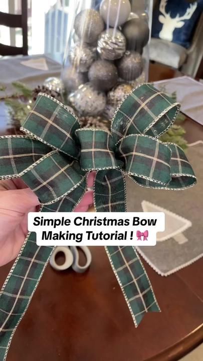 Room Remedies on TikTok Tie Bows With Ribbon, Diy Wreath Bow Tutorial, Making Bows For Wreaths, How To Make A Ribbon Bow, Ribbon Bow Tutorial, Bow Making Tutorials, Diy Wreath Bow, Christmas Bows Diy, Make Bows