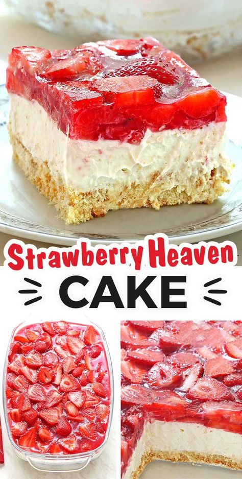 No Bake Strawberry Heaven Cake - Sugar Apron Strawberry Heaven, Heaven Cake, Fresh Strawberry Recipes, Strawberry Dessert Recipes, Baked Strawberries, Icebox Cake, Strawberry Desserts, Angel Food, Easy Dessert