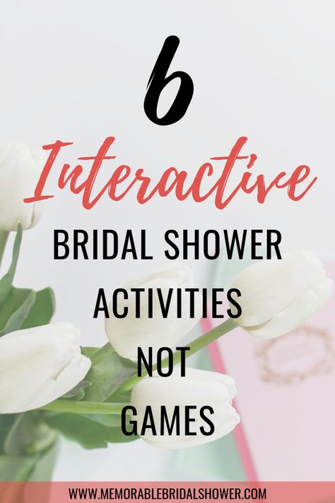 Looking for fun activities that are not bridal shower games to play at the wedding shower. Interactive bridal shower activities that are not games. #bridalshoweractivities #weddingshoweractivities Bridal Shower Games Unique, Wedding Shower Activities, Bridal Shower Games Prizes, Shower Activities, Bridal Party Games, Bridal Shower Gifts For Bride, Fun Bridal Shower Games, Bridal Shower Activities, Bridal Shower Planning