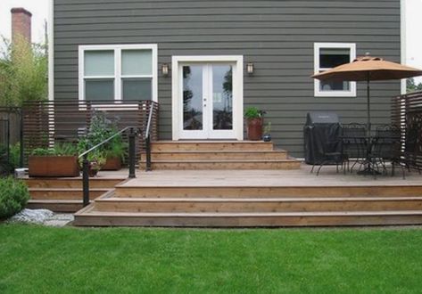 Deck Around Air Conditioning Unit, Backyard Trellis, Small Backyard Decks, Garden Bed Layout, Deck Remodel, Tiered Deck, Patio Steps, Patio Deck Designs, Deck Designs Backyard