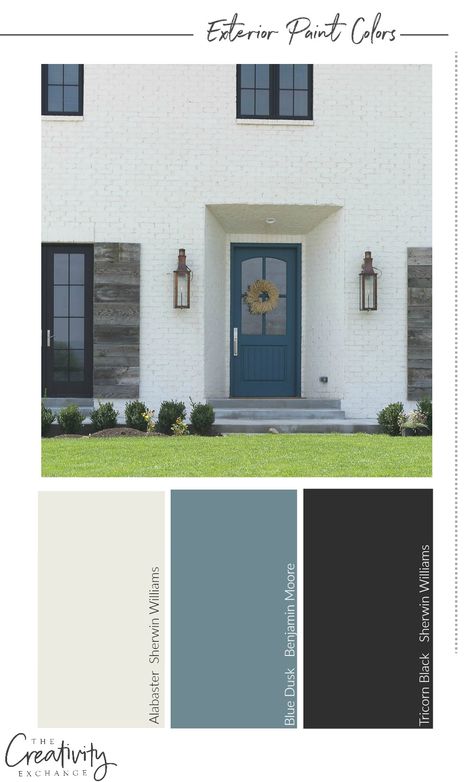 let me tell you when it comes to choosing trim and accent colors, less is more! I can’t tell you how often I work with clients who have a lot of architecture detail on the exterior of their home (shake, shutters, lots of changes in roof angles) who want to paint every detail a different color/shade because they think it will accentuate the architectural details. However, too much contrast and change of color/shades actually has the opposite effect and the eye stops at each color and the ... Exterior Paint Schemes With Brick, Exterior Paint Color Combinations, House Paint Color Combination, Color Concept, Color Combinations Paint, Shingle Colors, Exterior House Paint Color Combinations, Exterior House Color, Pintura Exterior