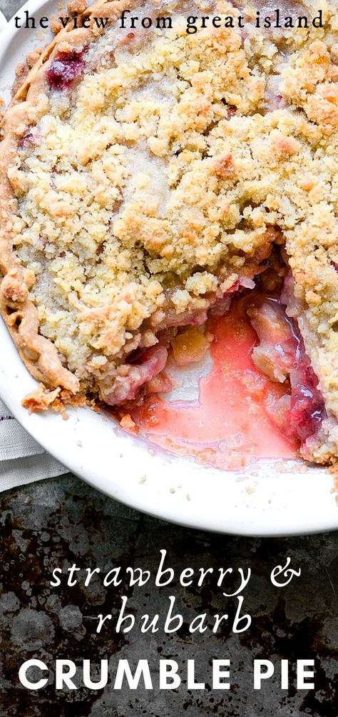 Rhubarb Crumble Pie, Strawberry Rhubarb Recipes, Strawberry Rhubarb Pie Recipe, Rhubarb Recipes Pie, Strawberry Rhubarb Crumble, Crumble Pie, Spring Dessert, Rhubarb Desserts, Baking Homemade