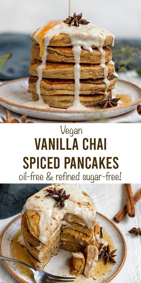 Chai Recipes, Vegan Pancake Recipes, Food Tutorials, Homemade Pancake Recipe, Dessert Vegan, Fall Vegan Recipes, Vegan Breakfasts, Vegan Ideas, Vegan Baking Recipes