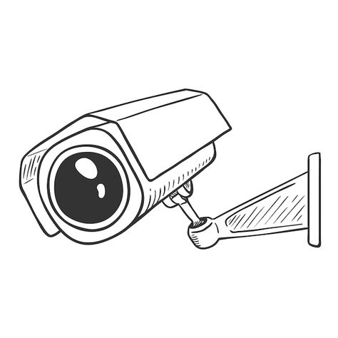 Camera Cartoon, Camera Illustration, Cctv Camera Installation, Inktober 2024, Camera Drawing, Camera Tattoo, Easy Drawings For Beginners, Security Cam, Vector Sketch