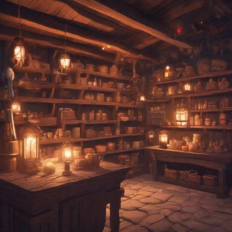 Fantasy Shop, Secret Meeting, Dnd Maps, Dark Magic, Apartment Office, Wooden Shelves, Create Image, Dungeons And Dragons, At Night