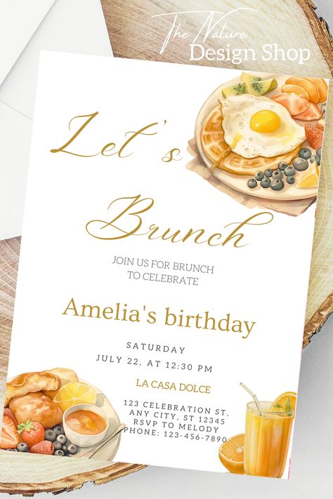 If you are hosting a birthday brunch or a brunch party, this lovely birthday brunch invitation will help you to impress all your guests in advance and set their mood for a delicious brunch celebration. Click to shop the template or browse our store for more brunch ideas. Brunch Invitations Template, Graduation Brunch, Post Wedding Brunch Invitations, Brunch Celebration, Menu Flyer, Boozy Brunch, Catering Business, Birthday Flyer, Birthday Brunch