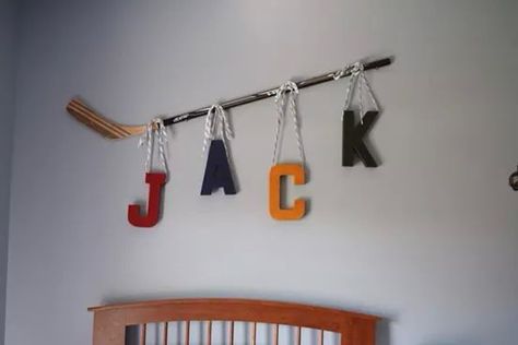 Hockey stick name sign Hockey Nursery, Hockey Bedroom, Hockey Decor, Hockey Room, Hockey Baby, Sports Room, Big Boy Room, Boy Bedroom, Hockey Stick