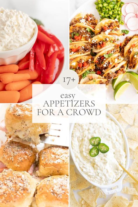 Easy Premade Party Food, Party Appetizers Make Ahead, Easy Apps For Large Crowd, Appetizer Spread For Party, Make Ahead Apps For A Crowd, Appetizers For Big Crowds, Crowd Favorite Appetizers, Big Group Appetizers, Appetizers That Dont Need Refrigeration