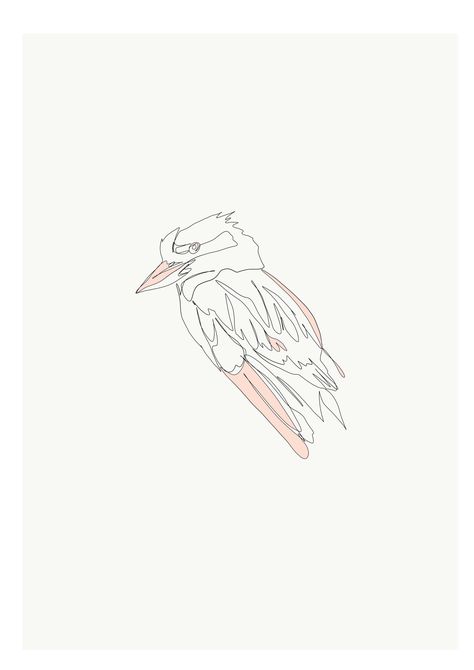 Kukaburra Tattoo, Galah Tattoo, Kookaburra Tattoo Fine Line, Simple Kookaburra Tattoo, Kookaburra Drawing Simple, Australian Animal Tattoo, Kookaburra Outline, Kookaburra Drawing, Kookaburra Line Drawing