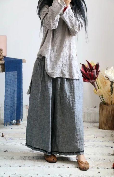 Casual Mori, National Clothes, Cotton Linen Pants, Medieval Fashion, Natural Style, Linen Clothes, Cotton Pants, One Piece Swimwear, Pure Color