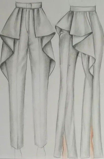 Pant Fashion Illustration, Pants Design Drawing, Pant Illustration, Pants Sketch, Fashion Model Sketch, Fashion Dream Job, Fashion Illustration Tutorial, Fashion Illustration Collage, Fashion Figure Drawing