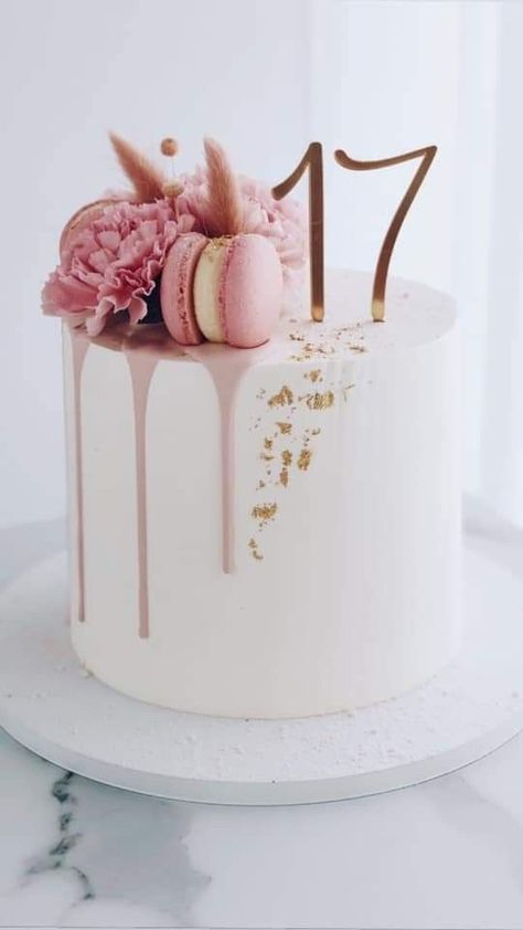 Pretty Cake Decorating, 17 Birthday Cake, Desserts Cake, Sweet 16 Birthday Cake, Pretty Cake, Cake Simple, Elegant Birthday Cakes, 16 Birthday Cake, Decor Cake