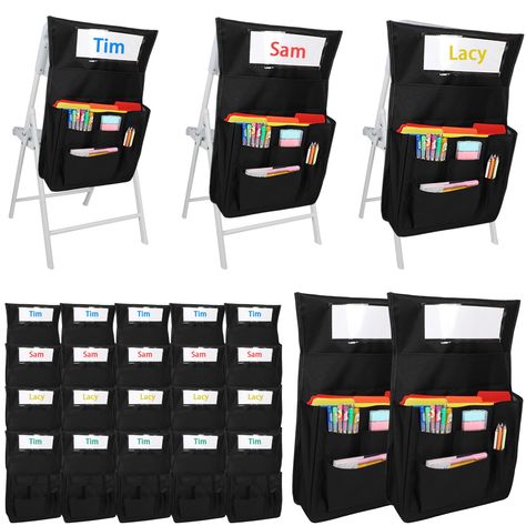 PRICES MAY VARY. What You Get: there are 20 pieces of chair pockets in the package you can get, which can serve you for a long time, can meet your daily using and changing demands, you can put so many things inside to make your desk tidy Suitable Size: the size of the chair pockets for classrooms is about 13.78 x 14.76 inches/ 35 x 37.5 cm, suitable for the chair's width about 11.81-13.78 inches/ 30-35 cm, so you should know the size of your chair, in case of the bad using demands Name Tag: ther Student Chair Pockets, School Chair Pockets, Diy School Supplies Organization, Chair Pockets, Emotions Preschool, Chair Back Covers, Homeschool Preschool Curriculum, Classroom Seating, School Supplies Organization