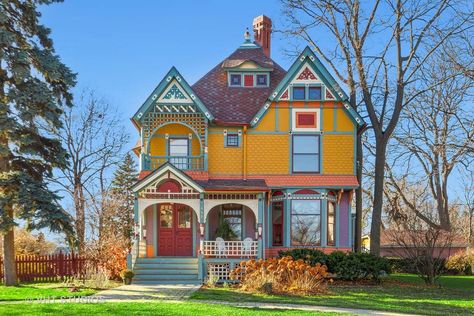 Check out this @properties listing! Painted Lady House, Wheaton Illinois, Queen Anne House, Folding Glass Doors, Porch Roof, Pacific Grove, Historic District, Coastal Cottage, Highland Park