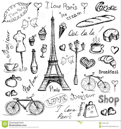 Paris Symbols, France Tattoo, Paris Tattoo, Paris Illustration, Photography Journal, Diy Travel Journal, Theme Tattoo, Most Beautiful Wallpaper, Custom Wall Murals