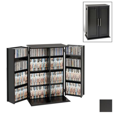 Prepac Furniture Black Multimedia Storage Unit BLS-0192 Dvd Storage Cabinet, Blu Ray Storage, Diy Dvd Storage, Cd Shelves, Dvd Shelves, Locking Storage Cabinet, Media Storage Cabinet, Dvd Storage, Shaker Doors