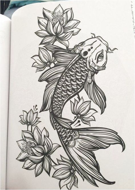 220+ Pisces Tattoos Designs (2020) Horoscope Zodiac Signs & Symbols Fish And Flowers, Tattoo Koi, Tattoo Painting, Koi Fish Drawing, Polynesian Tattoos, Kunst Tattoos, Pisces Tattoos, Koi Tattoo, Geometric Tattoos