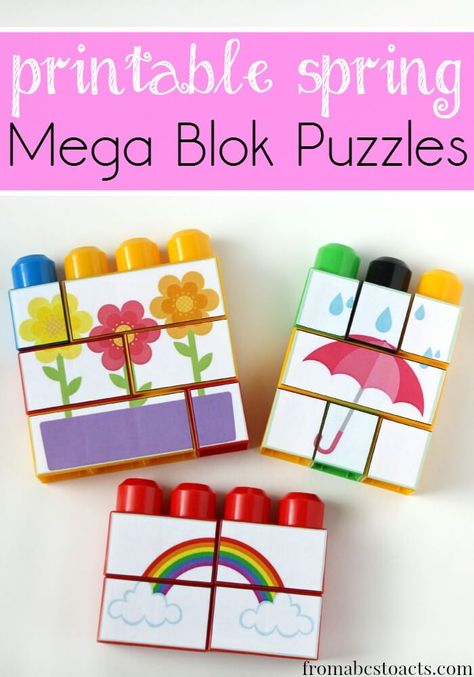 This post may contain affiliate links. For more information, please see our full disclosure policy here. We're huge fans of puzzles here in our house.  It Pin The Tail, Mega Blocks, Block Play, Spring Preschool, Printable Puzzles, Spring Theme, Spring Activities, Toddler Fun, Preschool Math