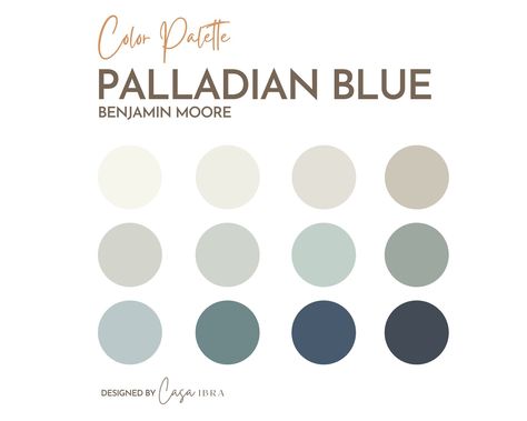 Palladian Blue Paint Color Palette Benjamin Moore Interior - Etsy Canada Nantucket Gray Benjamin Moore, Blue Paint Color Palettes, Color Palette Benjamin Moore, Beach House Paint Colors, Interior Paint Color Palette, Palladian Blue Benjamin Moore, Interior Paint Palettes, Palladian Blue, Color Consultation