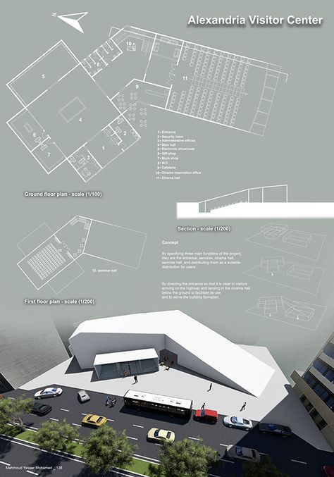 Visitor Center Architecture, Visitor Center Design, Cultural Center Architecture, Architect Portfolio Design, Underground Building, Opera House Architecture, Cubes Architecture, Resort Design Plan, Alexandria City