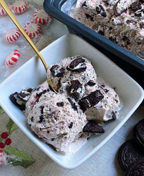 Peppermint Cookies 'n' Cream Ice Cream Cookies N Cream Ice Cream, Ice Cream Peanut Butter, Eggnog Ice Cream, Cookies And Cream Ice Cream, Ice Cream Aesthetic, Wedding Catalog, Peanut Butter Fingers, Butter Fingers, Peppermint Candies