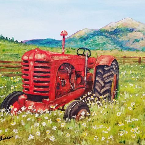 Free Acrylic Tutorial Rustic Tractor Painting by Angela Anderson on YouTube #tractor #farm #rusticdecor #acryliconcanvas #paint #art Acrylic Step By Step, Thankful Art, Painting Tutorial Acrylic, Angela Anderson, Tractor Art, Paint Tutorials, The Art Sherpa, Painting Videos Tutorials, Acrylic Tutorials