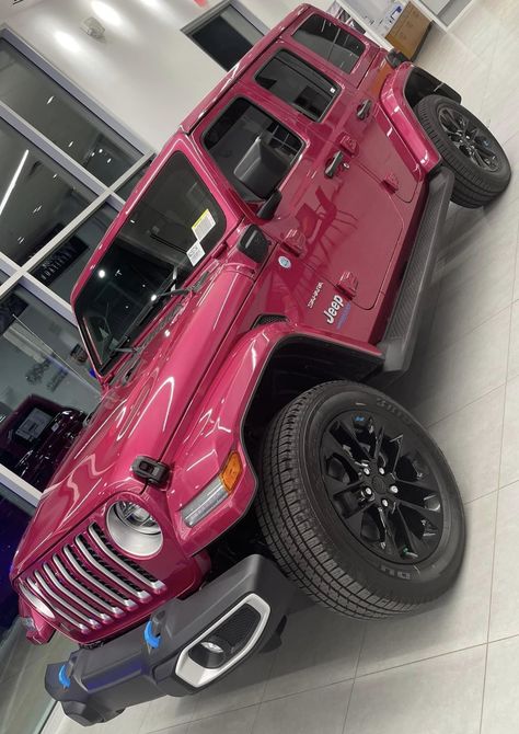 Pink Keep Wrangler, Tuscadero Pink Jeep, Jeep Pink, Pink Jeep Wrangler, Green Jeep Wrangler, Mercedes Jeep, Jeep Sahara, Pink Cars, Pink Jeep