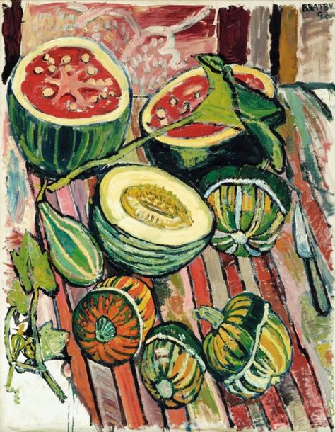 John Bratby, Floral Abstracts, John Piper, Fruit Painting, Art Et Illustration, Paintings I Love, A Level Art, Still Life Art, Honeydew