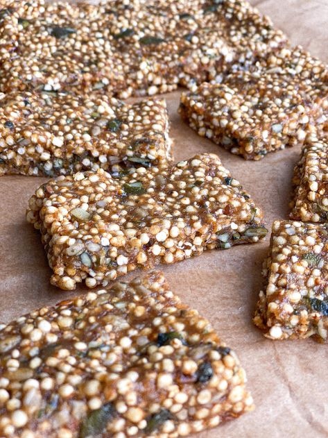 QUINOA PUFF SEED BARS — Sisterhood Nutrition Puff Quinoa Recipes, Quinoa Puffs Recipes, Puffed Quinoa Recipes, Puff Quinoa, Puffs Recipes, Quinoa Puffs, Cooking Quinoa, Korean Beef Bowl, Puffed Quinoa