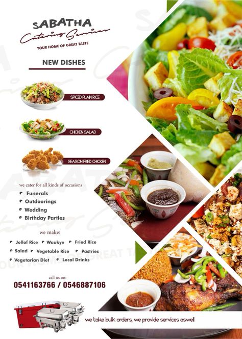 Food flyer Catering Flyer Design, Food Pamphlet, Roll Up Design, Menu Design Template, Clothing Store Design, Jollof Rice, Food Flyer, Vegetable Rice, Cool Pictures For Wallpaper