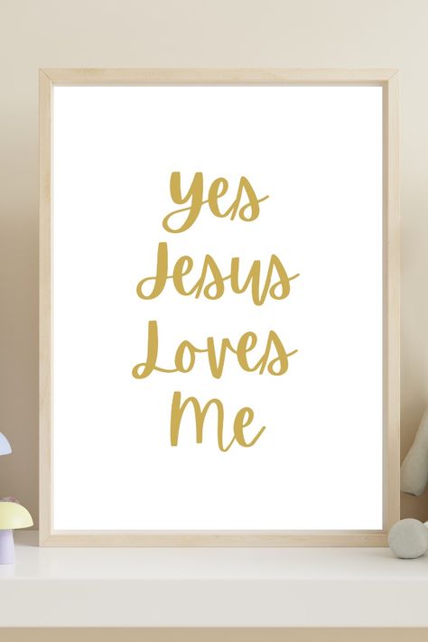 Yes, Jesus Loves Me Poster a perfect reminder that your little one is so loved! This print would perfectly complement your little ones nursery, kids bedroom or playroom, or even be a great accent art piece in a classroom, study or bedroom. Click to purchase this poster today! Yes Jesus Loves Me Poster | Christian Poster Kids | Nursery Art Boho | Baby Jesus Loves Me | Jesus Loves Me Print | Boy Art | Girl Art Yes Jesus Loves Me, Poster Christian, Kids Nursery Art, Me Poster, Christian Poster, Accent Art, Christian Posters, Kids Nursery, Lovely Quote