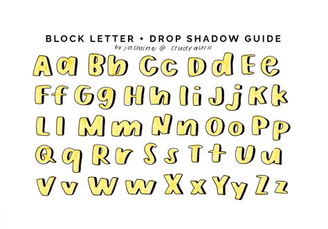 drop shadow guide for block letters! video tutorial Vision Meaning, Bullet Journal Font, Journal Fonts, Hand Lettering Art, Hand Lettering Fonts, Hand Lettering Alphabet, Bullet Journal Aesthetic, Lettering Alphabet Fonts, Drop Shadow