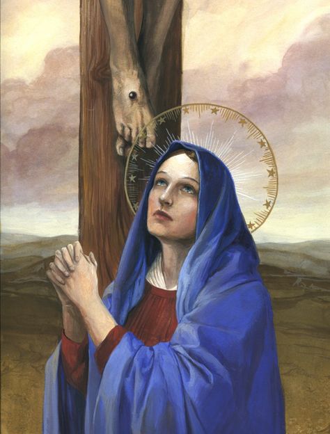 "At the Foot of the Cross," painting by Bernadette Carstensen. All rights reserved. Used with permission. Via Columbus Catholic Women's Conference Art Spirituality, Mary Virgin, Women's Conference, Catholic Doctrine, Blessed Mary, Womens Conference, Catholic Women, Finding Jesus, Mama Mary