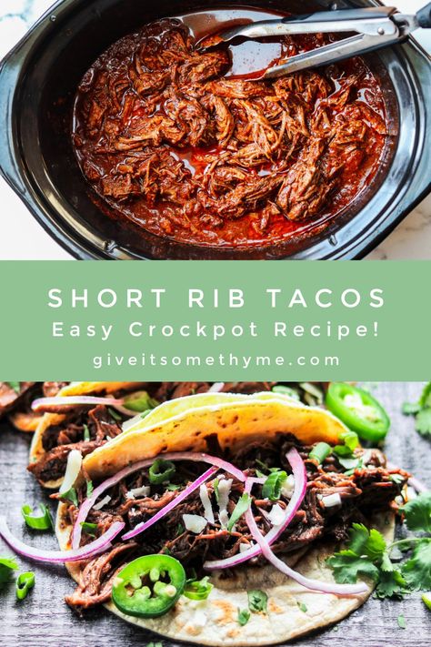 Tacos Slow Cooker, Short Rib Tacos, Rib Tacos, Boneless Short Ribs, Boneless Beef Short Ribs, Short Ribs Slow Cooker, Sweet N Spicy, Short Ribs Recipe, Crock Pot Tacos