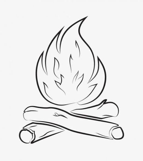 Campfire Line Drawing, Fire Outline Drawing, Fire Clipart Black And White, Fire Simple Drawing, Small Campfire Tattoo, Campfire Drawing Simple, Campfire Tattoo Simple, Fire Drawing Simple, Bonfire Tattoo