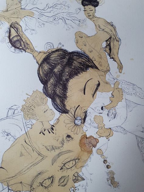 Spill Art Coffee, Art Coffee Drawing, Spilled Coffee Drawing, Coffee Spill Art Drawing, Spill Art Ideas, Spilled Coffee Art, Coffee Spill Art, Drawing With Coffee, Spill Art