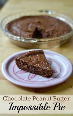 Chocolate Peanut Butter Impossible Pie - an easy, no crust dessert recipe! All you have to do is mix, pour and bake! Impossible Pie Recipes, Impossible Pies, Impossible Pie, Pies Recipes, Chocolate Peanut Butter Pie, Bisquick Recipes, Peanut Butter Desserts, Kitchen Time, Oreo Dessert